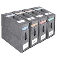 Dntorx 2/4 Pack Bed Sheet Organizers and Storage, Foldable Bedding Storage Box Linen Storage Box With Handle and Window for Sheet, Duvet Covers, Blankets and Towels