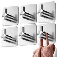 4smile Self Adhesive Hooks - 6 pcs Strong Sticky Hooks for Hanging Towels - Stick on for Heavy Duty Waterproof, Bathroom Towel Rail, Tea Towel Holder