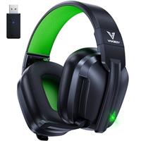 Vakedy Wireless Gaming Headset for PS5, PS4, PS4 Pro, Switch, Mac, Bluetooth Gaming Headphones with Noise Canceling Mic, Gamer Headphones for PC, 50Hr Battery (Black/Green)