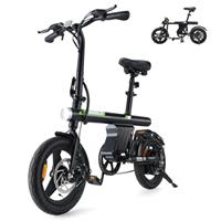 Finbike U1 Electric Bike for Adult/Teens,14" Folding Electric Bicycle with LCD Display,25KM/H & 45KM Range,4H Fast Charge,4 Riding Modes,Rear Shock Absorber,120KG Capacity,Compact Foldable Ebike