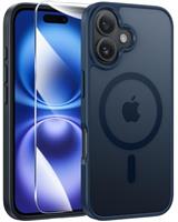 FNTCASE for iPhone 16 Pro Case: Magnetic Matte Translucent Military Grade Drop Protective Phone Case | Shockproof Thin Rugged Durable Protection Bumper Cover (Black)