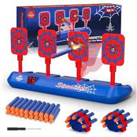 Lehoo Castle Nerf Target, Toys for 3 4 5 6 Year Old Boys, 4 Electronic Digital Auto Nerf Bullet Set, Spider Shooting Targets with 20 Bullets Wrist Band for Boys Girls
