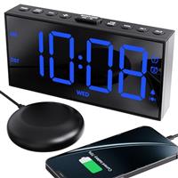 ROCAM Extra Loud Alarm Clock with Vibrating Shaker Bed for Heavy Sleepers, Dual Digital Alarm Clock for Bedrooms, 7" Large Display,Snooze, Dimmable and Battery Backup