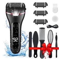 Electric Foot File, Wetisedg Rechargeable Callus Remover for Feet, Hard Skin Remover, Pedicure kit with 3 Rollers LED Light, Foot Care Kit