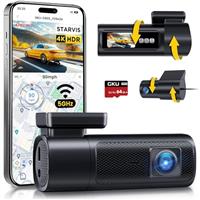 GKU 4K+2.5K Dash Cam Front and Rear, 5Ghz Wi-Fi & GPS, HDR, Dual Car Camera with 1.47 IPS Screen, Dashcam with 64GB SD Card, Starlight Night Vision, 24H Parking Mode, G-Sensor,Max 512GB