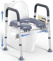 HOMLAND Toilet Seat Riser for Seniors, Raised Toilet Seat with Handles & Padded Seat, Adjustable Height & Width, 400lb Handicap Elevated Toilet Seat for Elderly, Pregnant, Bathroom, Fit Any Toilet