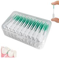 200 Pieces Interdental Brushes Green, Tooth Picks Floss Sticks, Floss Brushes, Dental Tools for Braces Oral Cleaning, Braces Cleaning Kit