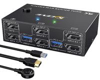 KVM Switch 2 Monitors 2 Computers,MLEEDA 2 Port KVM Switcher For 2 Computer Share 2 Monitor,with Wired Remote and 2 USB Cables