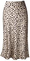 comefohome Women Leopard Print Skirt High Waist Hidden Elasticized Waistband Midi Satin Skirts