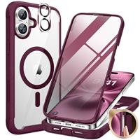 Miracase Magnetic Case for iPhone 14/15/16/16e Series Glass Case Compatible with MagSafe, Built-in Glass Screen Protector A002