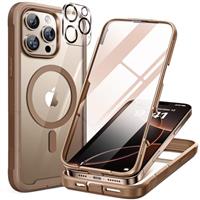 Miracase Magnetic Case for iPhone 14/15/16/16e Series Glass Case Compatible with MagSafe, [Built-in Glass Screen Protector] Full Body Case A005