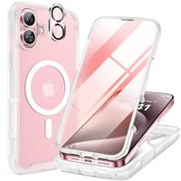 Miracase Glass Series for iPhone 14 Pro Case 6.1 Inch, [Built-in 9H Tempered Glass Screen Protector + Camera Lens Protector] Full Body Rubber Bumper Clear Back Case Cover (Deep Purple)