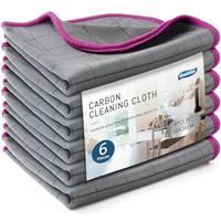 Ekedalen 6X Magic Glass Cleaning Cloth, Streak Free Microfibre Cloths for Home All Purpose, 400 GSM Thickened Magic Carbon Polishing Cloths for Window Bathroom Mirror Kitchen Dish Car Windscreen