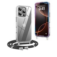 OLEPHY Crossbody Lanyard Case Compatible with iPhone 16 with Strap, Necklace Mobile Phone Cover with Adjustable and Removable Neck Strap, Transparent Shockproof Protective Case,