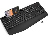 SABLUTE Wireless Keyboard with Wrist Rest, Full-size Ergonomic Keyboards with Phone Holder, Sleep Mode, 18 Multimedia Keys, Numeric Keypad, Silent 2.4GHz Cordless Keyboard for Windows/Laptop/PC