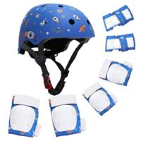 YOOXARMOR Adjustable Kids Bike Helmet Set with Knee Pads Elbow Pads Wrist guards for Toddler Age 3-5-8 Boys Girls,Lightweight Child Protective Gear Set for Inline Skating/Skateboard/BMX/Bike/Scooter
