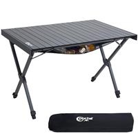 PORTAL Large Camping Table Folding 108x71cm Height Adjustable Picnic Table Foldable All Aluminum Roll Up Top Collapsible Outdoor Desk Lightweight Garden Table Load 100KG for Caravan BBQ Dining Beach