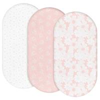 Baby Mattress Cover, Fitted Sheet, Pack of 3, 100% Muslin Cotton, Oeko-Tex 100, Pram Mattress Cover, 83 x 43 x 10 cm, Fitted Sheet for Prams, Bassinets