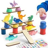 JAiiMen Montessori Dinosaur Toys for 1 2 3 4 Year Old Toddlers, Preschool Education Birthday Gift for Ages 2-4 Boys Girls Kids, Wooden Dinosaur Blocks Sorting & Stacking & Balance Toys