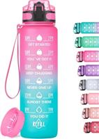 HydroPal Water Bottle with Time Marker -Large 750ml Motivational Sports Water Bottle & No Sweat Sleeve -Leak Proof Gym Sports Bottle with Fruit Infuser Strainer