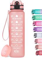HydroPal Motivational Sports Water Bottle - Large 750ml with Time Marker & No Sweat Sleeve - Leak Proof Gym Bottle with Fruit Infuser Strainer & Carrying Strap - Gift for Christmas