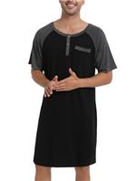 Enjoyoself Men's Cotton Pyjama Tops Soft Breathable Nightgow
