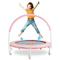 Pukomc 36/60in Toddler Trampoline for Kids Exercise,Rebounder with Adjustable Foam Handle and Safety Padded Cover/with Basketaball Hoop, Foldable Kids Trampolines for Indoor Outdoor Pink/Blue