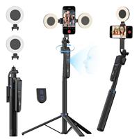 USKEYVISION Auto Face Tracking Tripod for Smartphones,70 Cell Phone Tripod w/LED Light,Selfie Stick for iPhone w/Remote Control,Phone Holder Video Recording for YouTube, TikTok Live-Streaming(UTK-02)