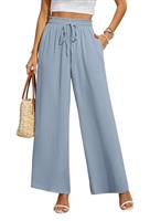 BEIGAI Women Trousers Elasticated High Waist Wide Leg Pants with Pockets Ladies Elegant Loose Lounge Palazzo Pants