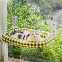 MEWOOFUN Large Cat Window Hammock Bed w/Removable Thicken Cover - Foldable Cat Window Bed Perch Sturdy for Cats Sunbathing Viewing, with 4 Strong Suction Cups Holds up to 18kg