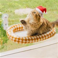 MEWOOFUN Large Cat Window Hammock Bed w/Removable Thicken Cover - Foldable Cat Window Bed Perch Sturdy for Cats Sunbathing Viewing, with 4 Strong Suction Cups Holds up to 18kg