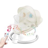 Uuoeebb Electric Baby Bouncer with Bluetooth, Baby Bouncer Chair with 5 Swing Speed, 3-Stage Timer and Remote Control, Portable Baby Swing Chair from Birth for 0 Months Plus Newborn Boys Girls