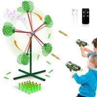 M&LD Rotating Shooting Games Toys with 42 Inch Auto-reset Target 20 Foam Darts 2 Toy Guns for Nerf Target Game for Boys Age 3-12 Years Old Christmas Birthday Gifts Green