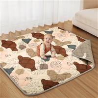 Baby Play Mat 130x130cm, Baby Mats for Floor Play Thicken Soft Padding Playmats for Babies and Toddlers Infants, Foldable and Machine Washable Baby Crawling Mat, Boho Design