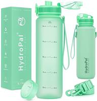 HydroPal 1 Litre Motivational Fitness Sport Water Bottle with Straw & Time Maker, Leak Proof BPA-free Gym Sports Bottle with Fruit Infuser Strainer & No Sweat Sleeve - ideal for Sport & Outdoor
