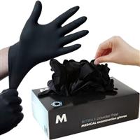 Black Nitrile Disposable Gloves, Multipurpose, Medical Exam Gloves, Chemical Resistant, Latex-Free, Powder-Free, Puncture-Resistant, Food Safe Gloves, Cleaning, Rubber Gloves, Box of 100 Gloves