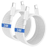 USB C Charger Cable 3M for iPhone 16/15, Extra Long USB C to C Fast Charging Lead, 60W Type C Fast Charge Cord for Apple iPhone 16/16 Pro Max/15 Plus/15 Pro,iPad 12.9/11 inch/Mini/Air,Samsung S24+/S23