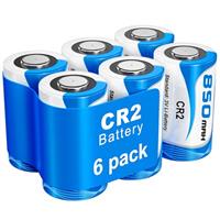 CR2 battery, CR2 3V lithium battery, standard 850 mAh capacity, can be used for golf rangefinders, smoke detectors, alarm systems,Photo Flash and Flashlights (6 pack)