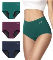 PULIOU Women Period Pants High waisted Heavy Flow Postpartum Underwear Leakproof Menstrual Knickers Extra Protection Pack of 3