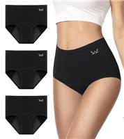 PULIOU Women Period Pants High waisted Heavy Flow Postpartum Underwear Leakproof Menstrual Knickers Extra Protection Pack of 3