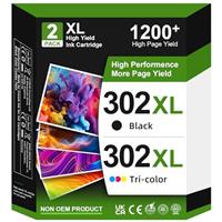 302XL Ink Cartridges Black and Colour Replacement for HP 302 Ink Cartridges Combo Pack for HP 302XL, Printer Ink 302 XL for Envy 4520 4527 4523 4524 Officejet 3835 5230 4650 Deskjet 3630 2130 3636