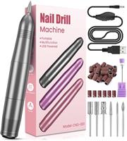 Electric Nail File, Professional Nail Drill Machine 20000RPM Adjustable Speed Manicure Pedicure Set, Low Vibration Electric Nail Drill for Gel Acrylic Nails for Beginner Girl Women Mum