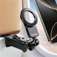Lamicall Airplane Phone Holder for Magsafe - [1s Snap] 360 Rotating Adjustable Plane Phone Mount Stand, Handsfree Travel Essentials for Flying for iPhone 16 15 14 13 12 Series & Magnetic Case - Black