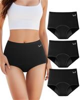 TANSTC Period Pants for Women, High Waist Leakproof Underwear Heavy Flow Extra Protection Menstrual Knickers Cotton Postpartum Underwear Pack of 3
