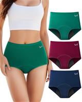 TANSTC Period Pants for Women, High Waist Leakproof Underwear Heavy Flow Extra Protection Menstrual Knickers Cotton Postpartum Underwear Pack of 3