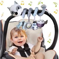 Kulveanju Spiral Pram Toys for Babies - Black and White Pushchair Stroller Car Seat Crib Toys for Baby Boys Girls 0 3 6 9 12 Months, Plush Activity Rattle Hanging Toy Sensory Gift for Newborn Infant