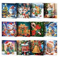 Diamond Art Christmas Cards, 12 Pcs Christmas Diamond Art Cards, Diy Diamond Painting Christmas Cards 3d Diamond Art Christmas Decorations Diamond Painting Kits for Adults Kids Gifts