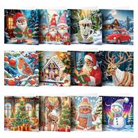 Diamond Art Christmas Cards, 12 Pcs Christmas Diamond Art Cards, Diy Diamond Painting Christmas Cards 3d Diamond Art Christmas Decorations Diamond Painting Kits for Adults Kids Gifts