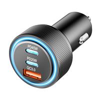 USB C Car Charger, 3 Port 65W Dual USB-C & USB-A Car Power Adapter PD/QC3.0 Fast Charge Cigarette Lighter USB Charger for iPhone 15/14/13 Pro Max, Samsung Galaxy S24/S23/S22, Pixel