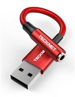 TECKNET USB to 3.5mm Jack Audio Adapter - Compatible with PC, Laptop, PS5, PS4, Switch, Mac, Windows, Linux and more